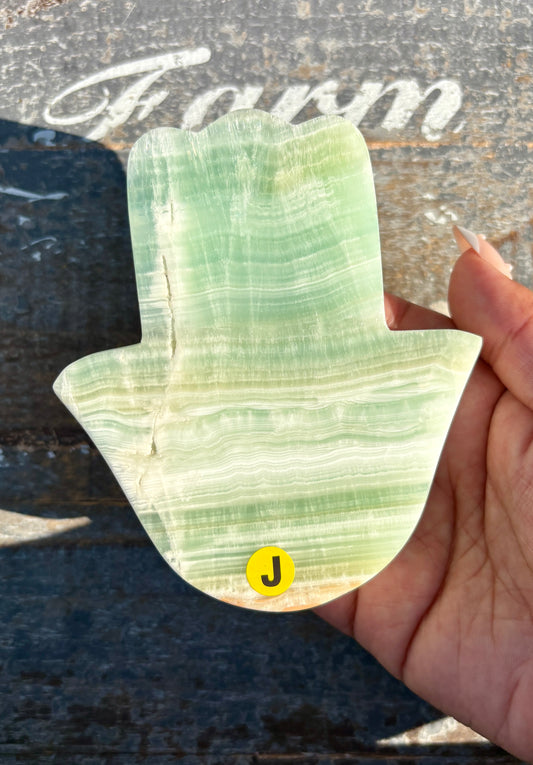Pistachio Calcite Hamsa Hand | Opt J
