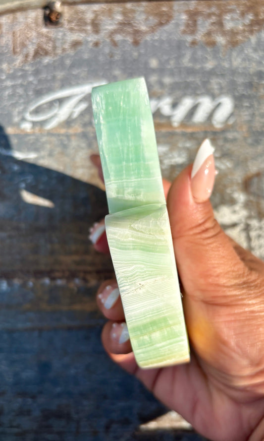 Pistachio Calcite Hamsa Hand | Opt J