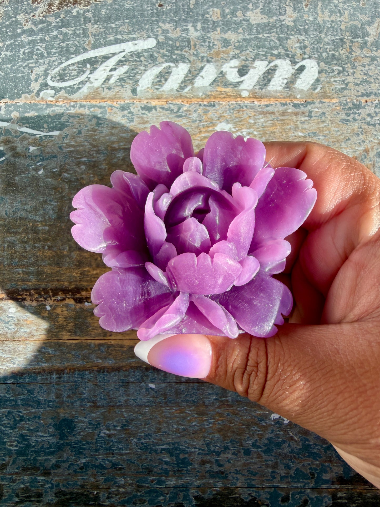 Gorgeous Hand Carved Lepidolite Flower | Opt O (self standing)