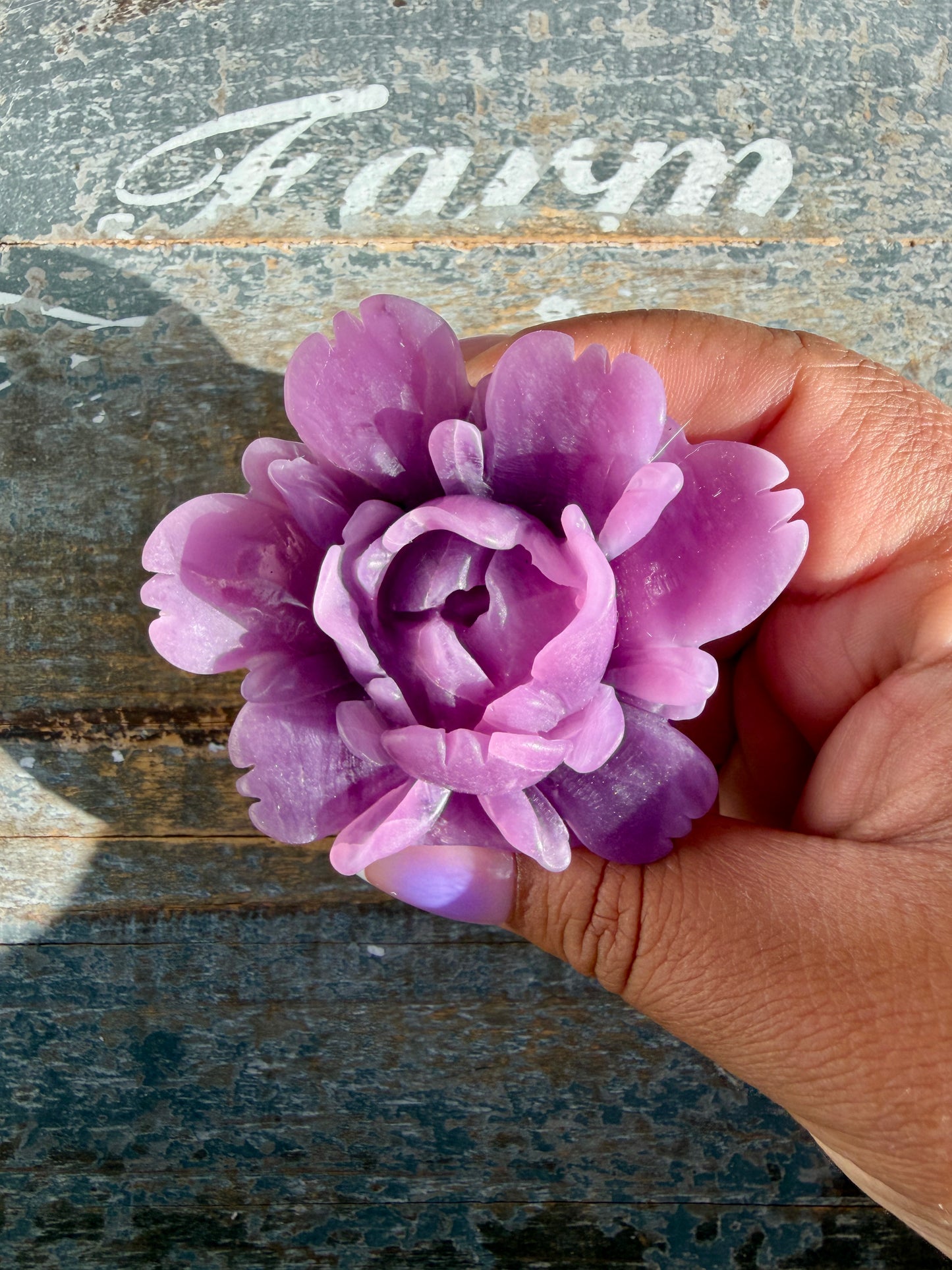 Gorgeous Hand Carved Lepidolite Flower | Opt O (self standing)