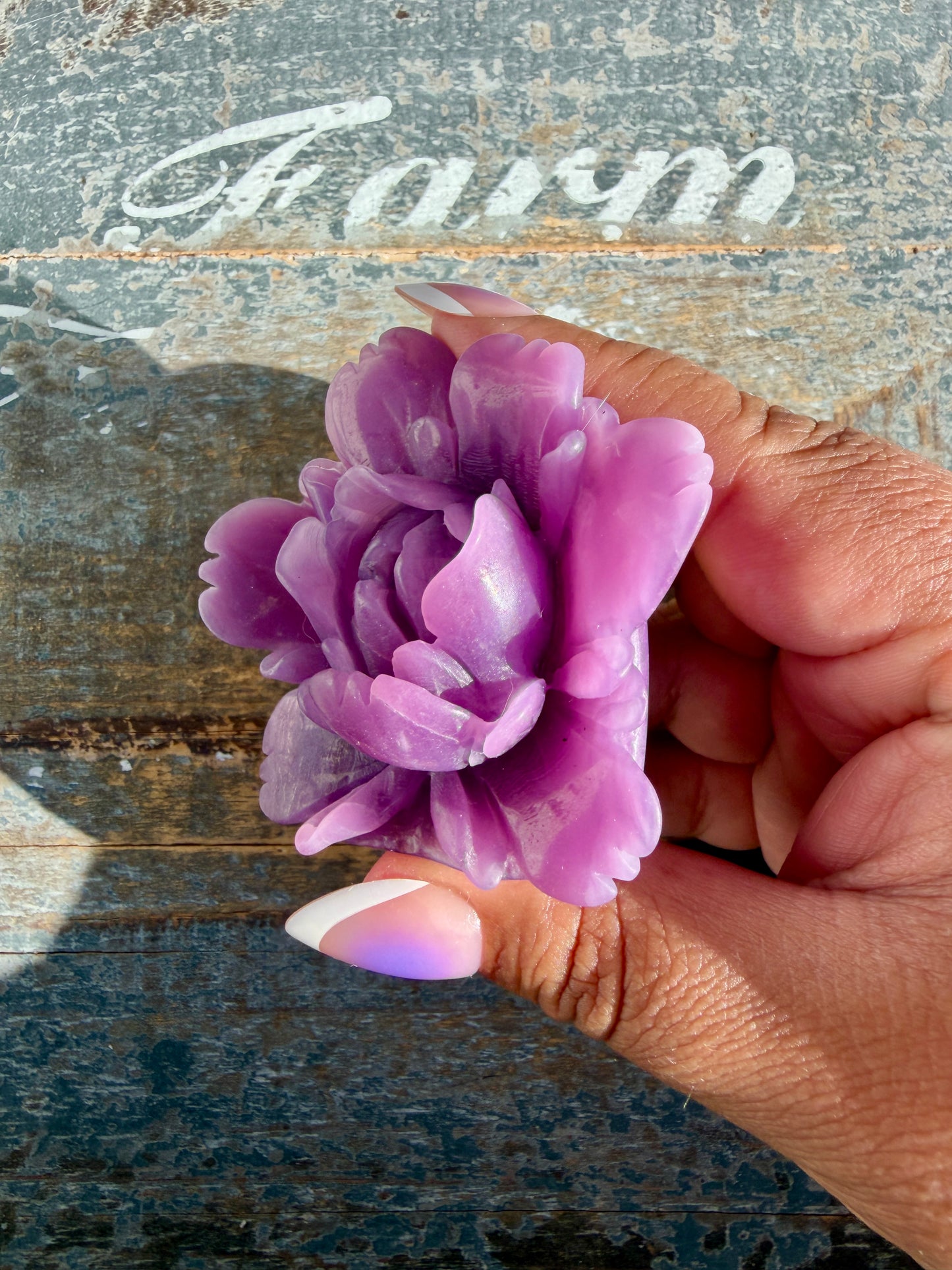 Gorgeous Hand Carved Lepidolite Flower | Opt O (self standing)