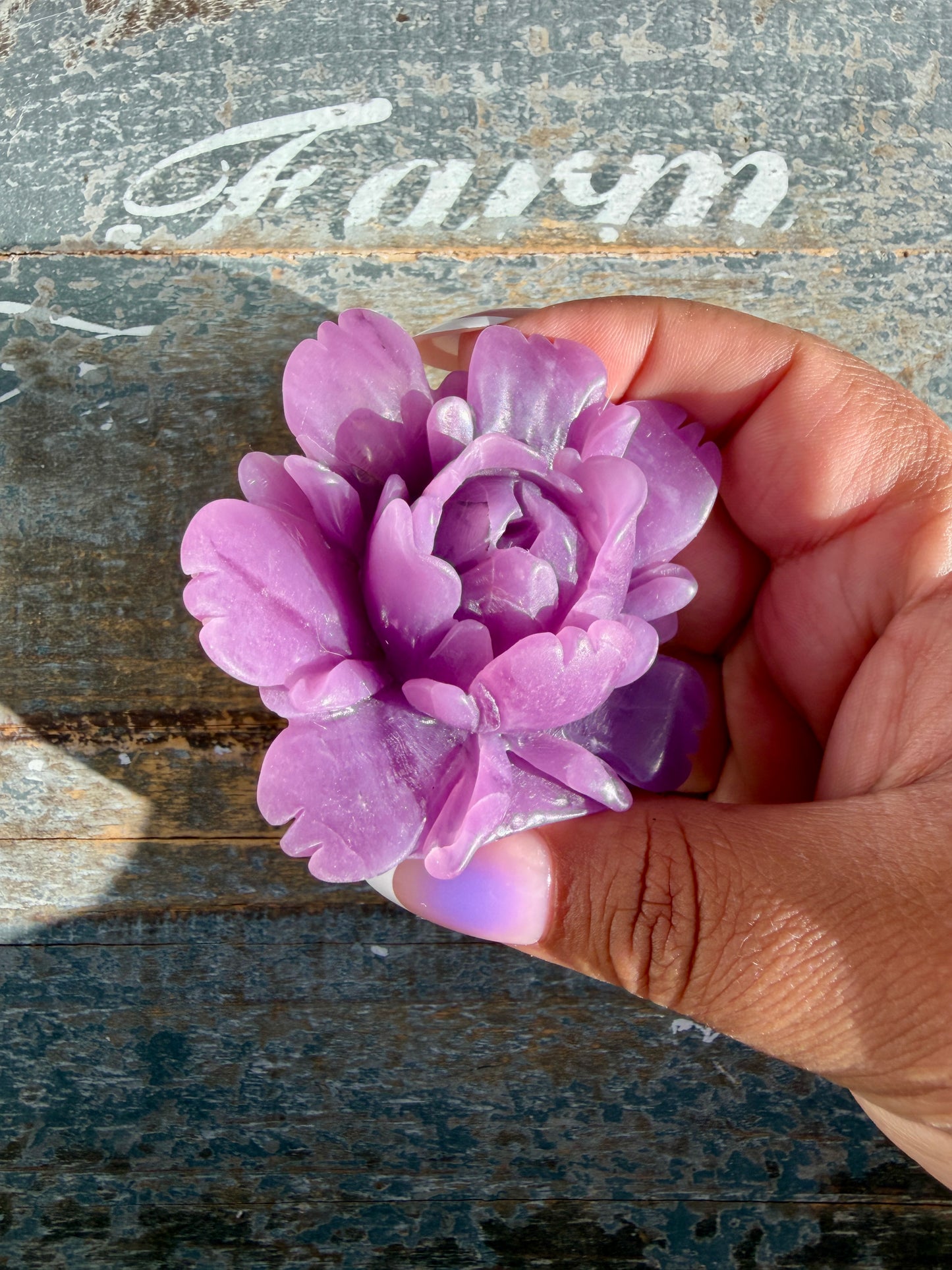 Gorgeous Hand Carved Lepidolite Flower | Opt O (self standing)