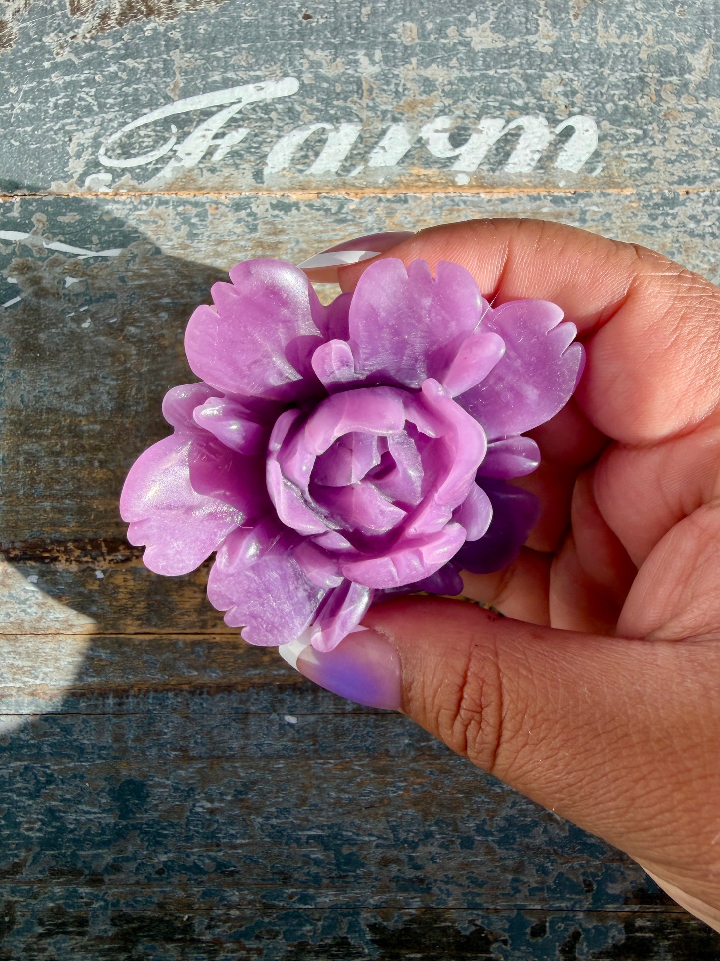 Gorgeous Hand Carved Lepidolite Flower | Opt O (self standing)