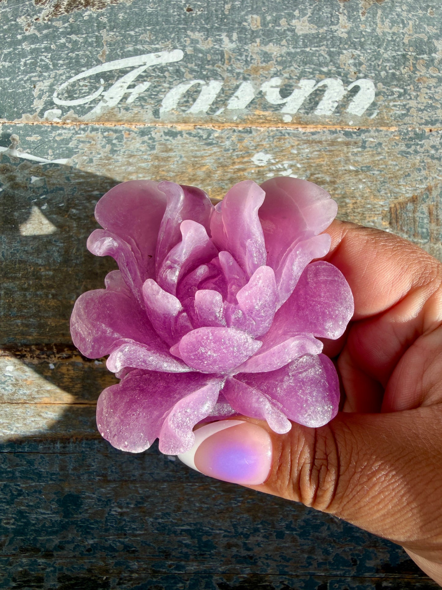 Gorgeous Hand Carved Lepidolite Flower | Opt N (self standing)