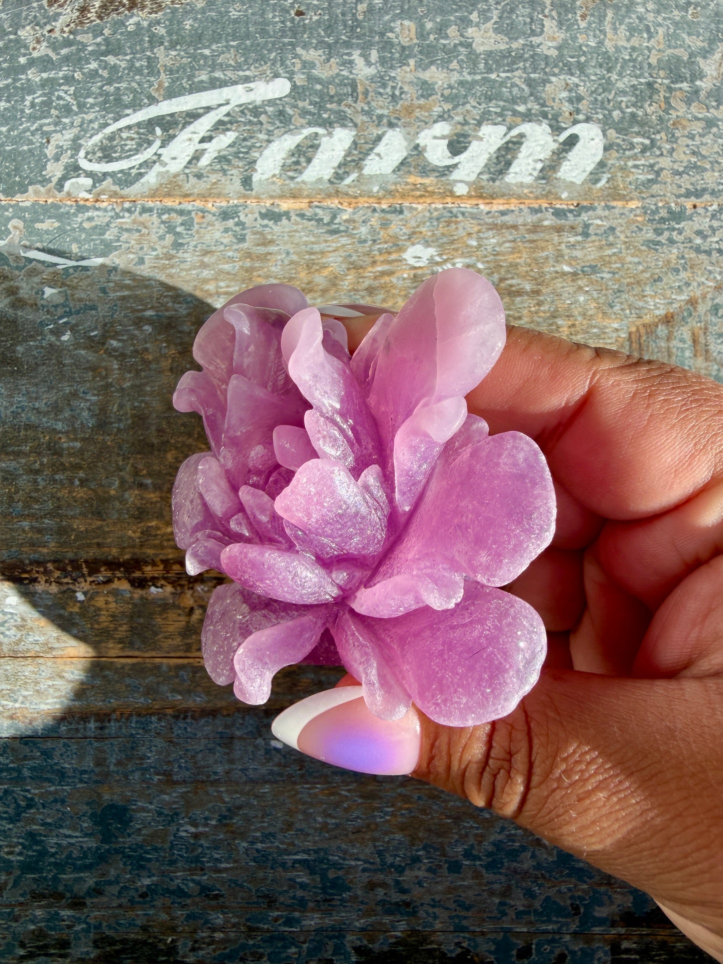 Gorgeous Hand Carved Lepidolite Flower | Opt N (self standing)