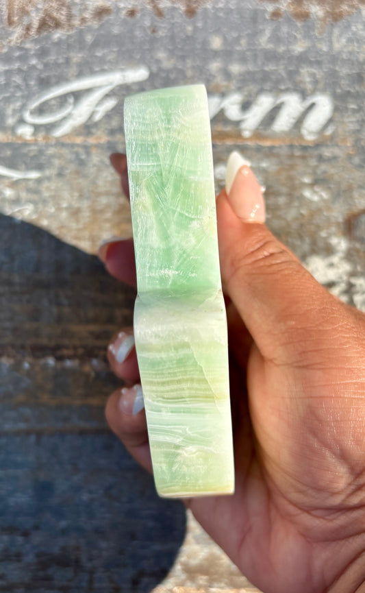Pistachio Calcite Hamsa Hand | Opt L