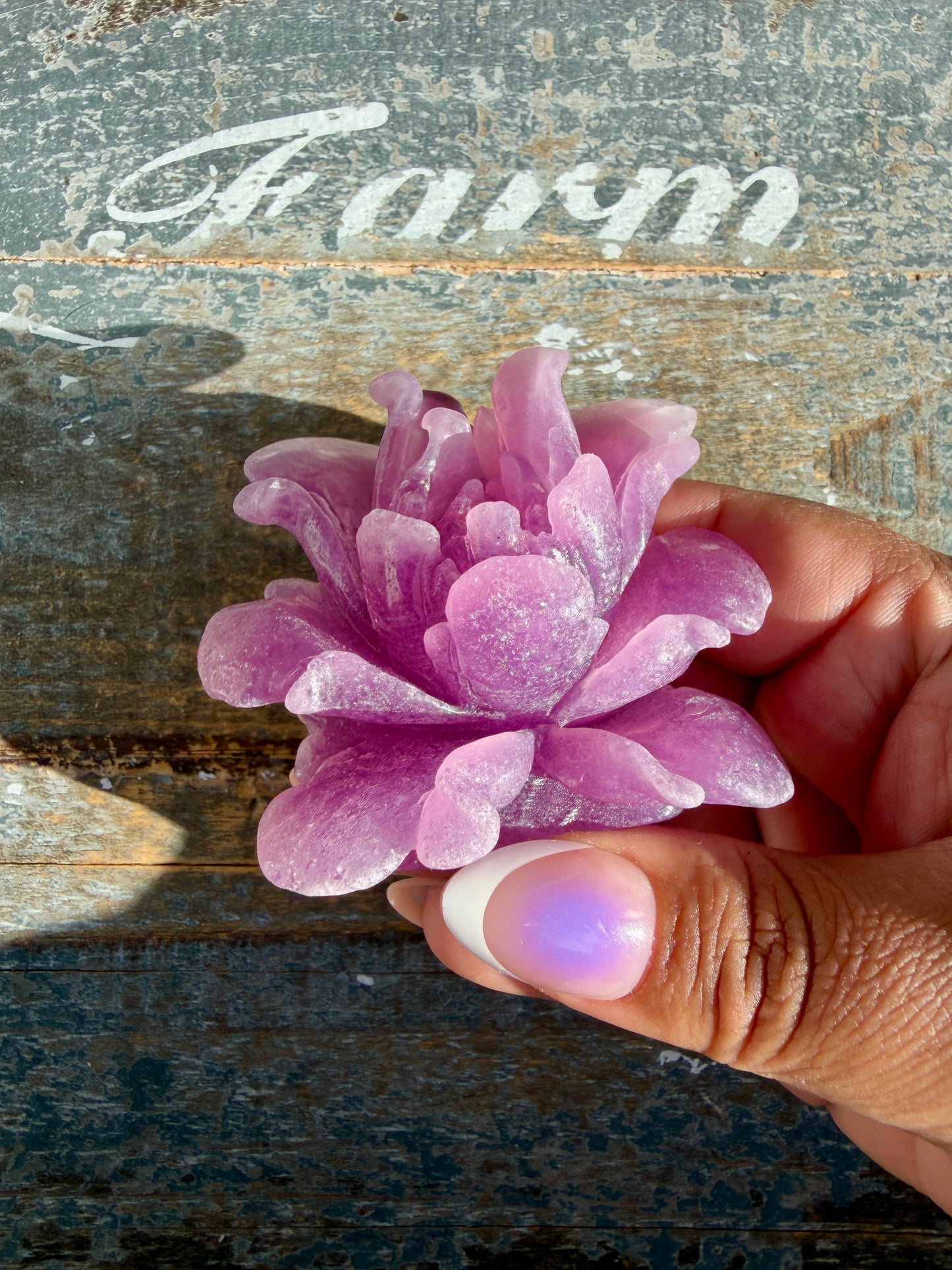 Gorgeous Hand Carved Lepidolite Flower | Opt N (self standing)