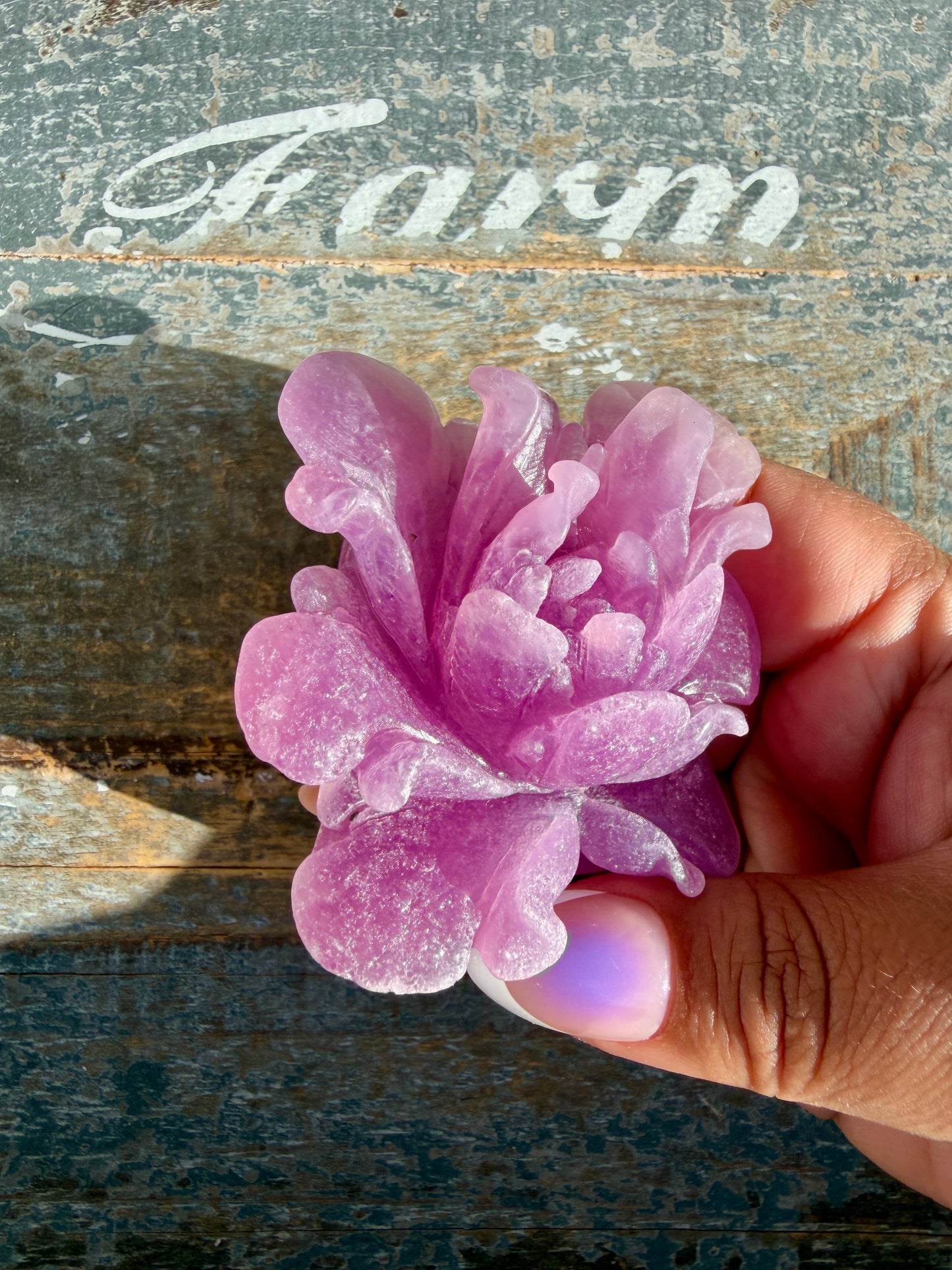 Gorgeous Hand Carved Lepidolite Flower | Opt N (self standing)