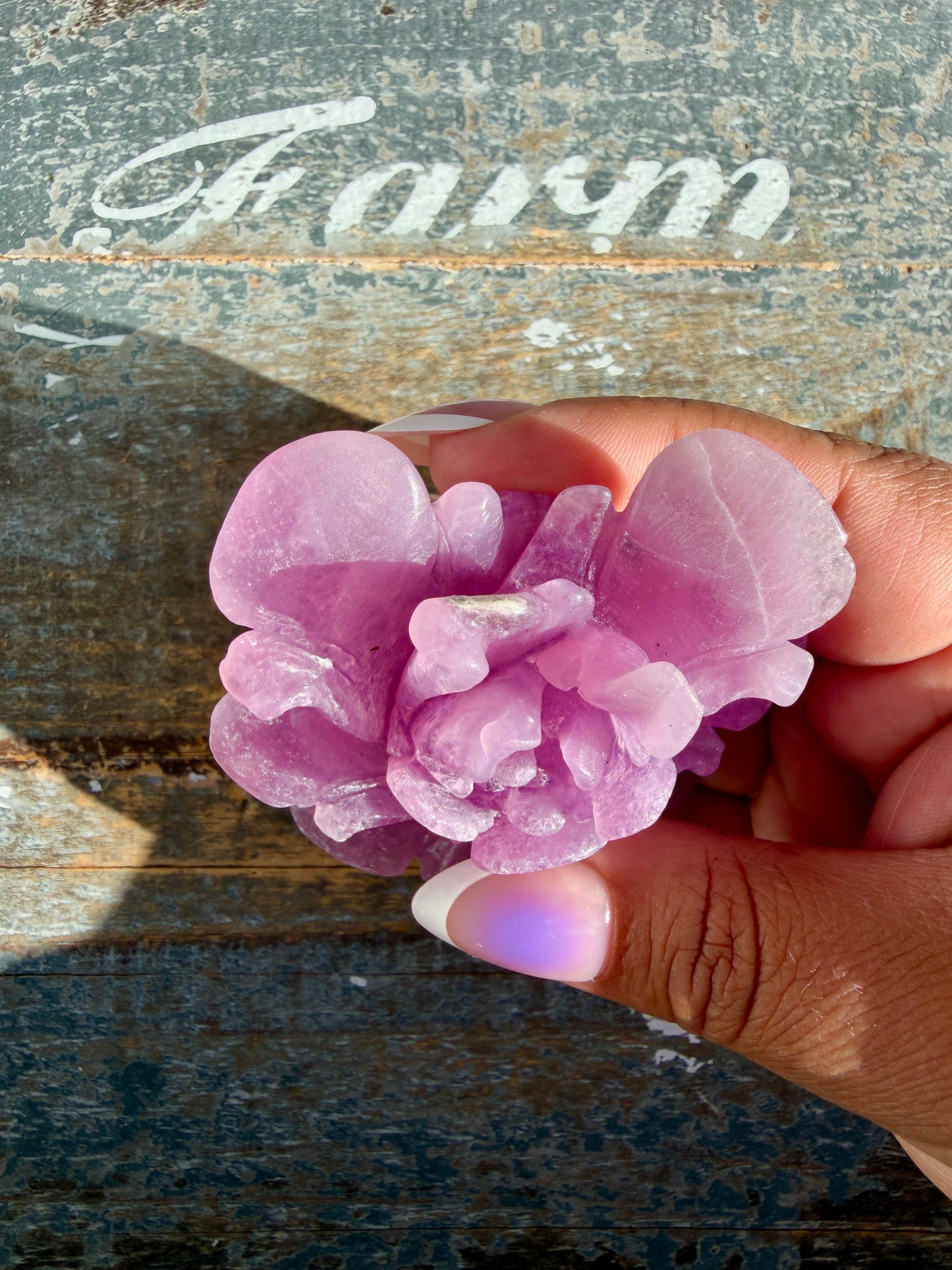 Gorgeous Hand Carved Lepidolite Flower | Opt N (self standing)