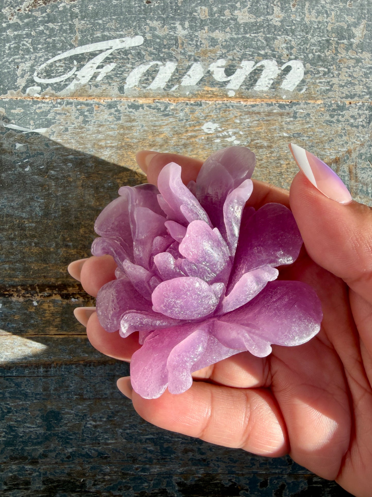 Gorgeous Hand Carved Lepidolite Flower | Opt N (self standing)