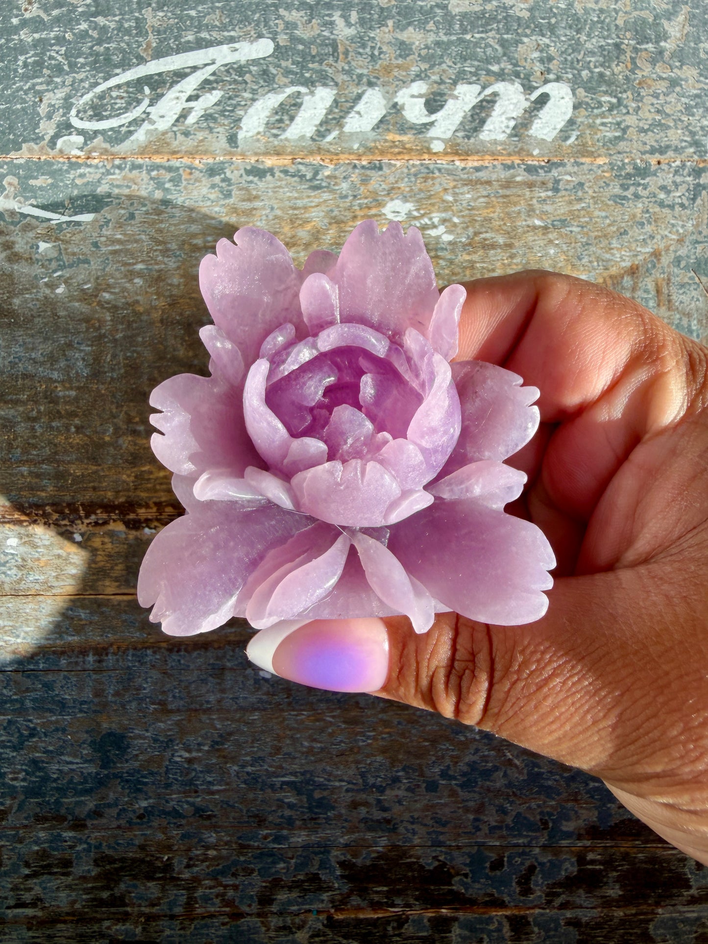 Gorgeous Hand Carved Lepidolite Flower | Opt M (self standing)