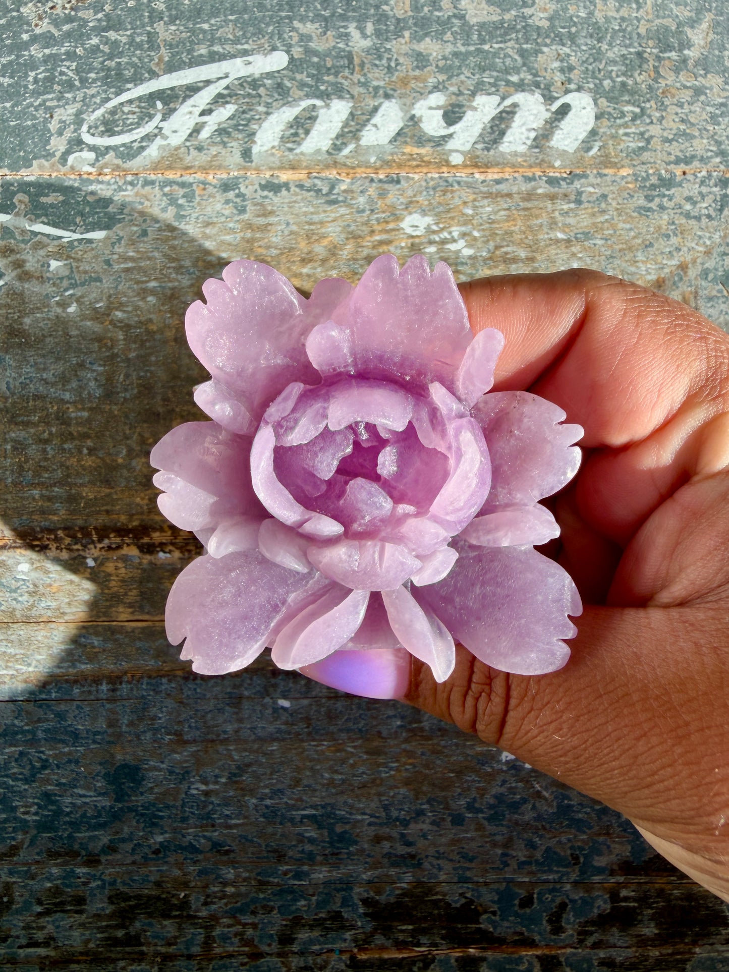Gorgeous Hand Carved Lepidolite Flower | Opt M (self standing)