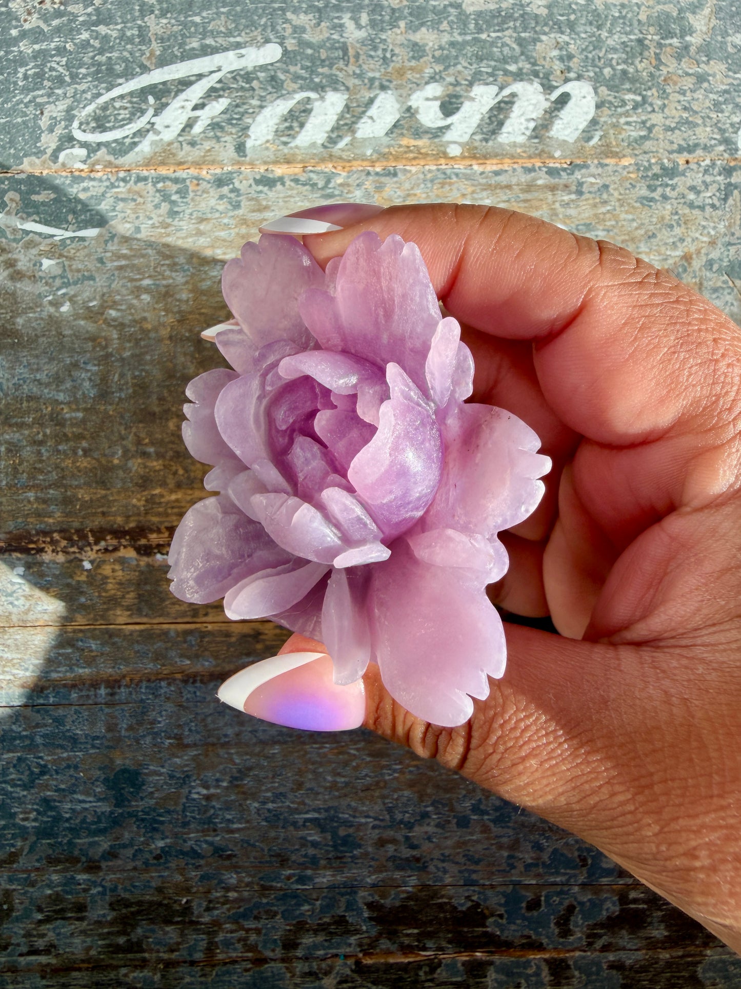 Gorgeous Hand Carved Lepidolite Flower | Opt M (self standing)