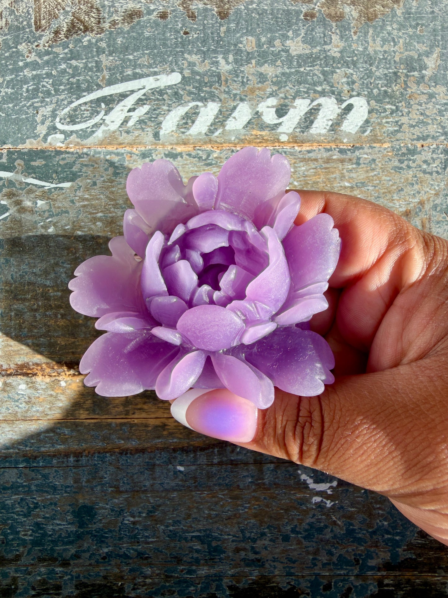 Gorgeous Hand Carved Lepidolite Flower | Opt L (self standing)