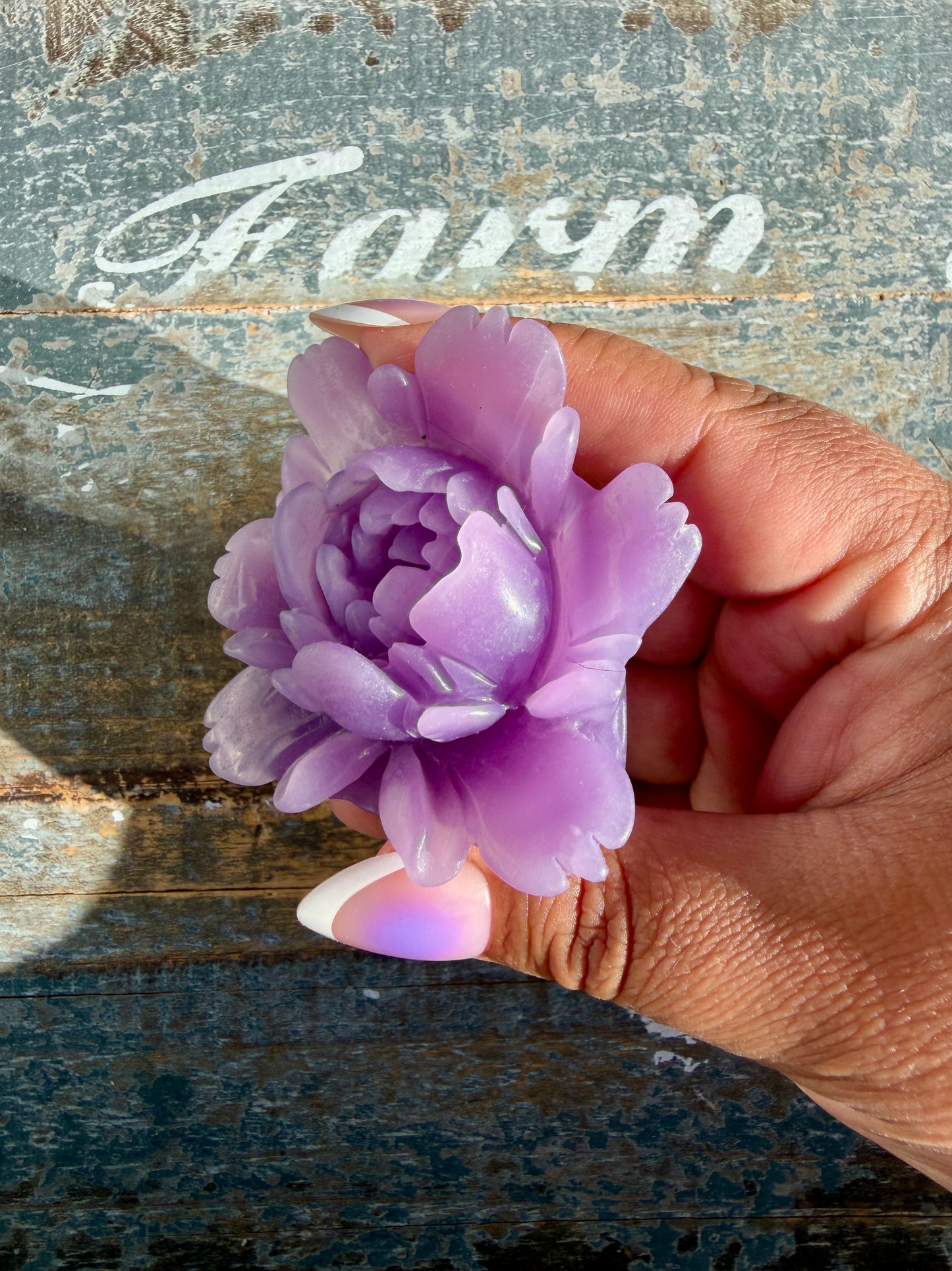 Gorgeous Hand Carved Lepidolite Flower | Opt L (self standing)