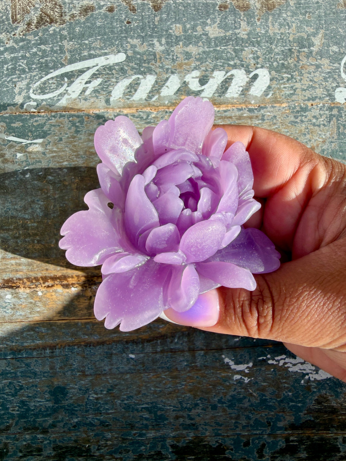 Gorgeous Hand Carved Lepidolite Flower | Opt L (self standing)