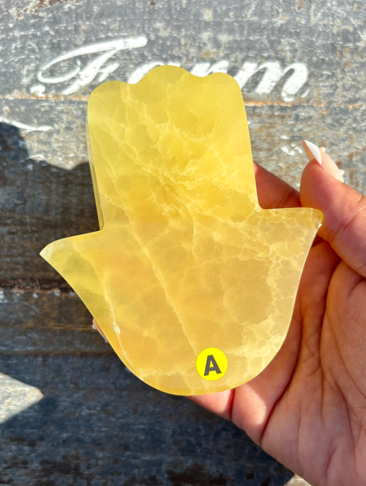 Lemon Calcite Hamsa Hand | Opt A
