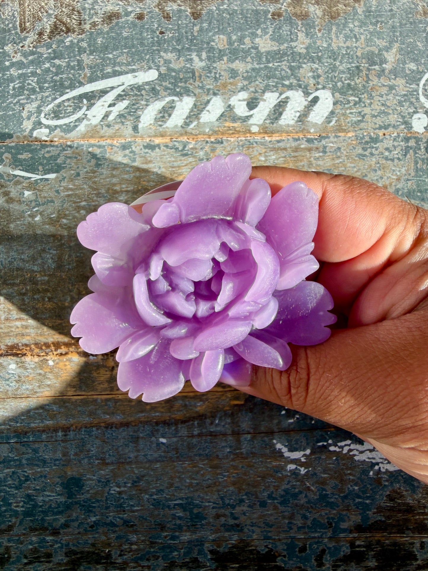 Gorgeous Hand Carved Lepidolite Flower | Opt L (self standing)