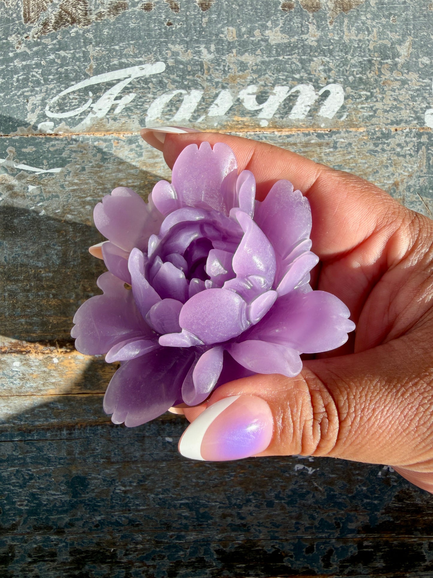 Gorgeous Hand Carved Lepidolite Flower | Opt L (self standing)
