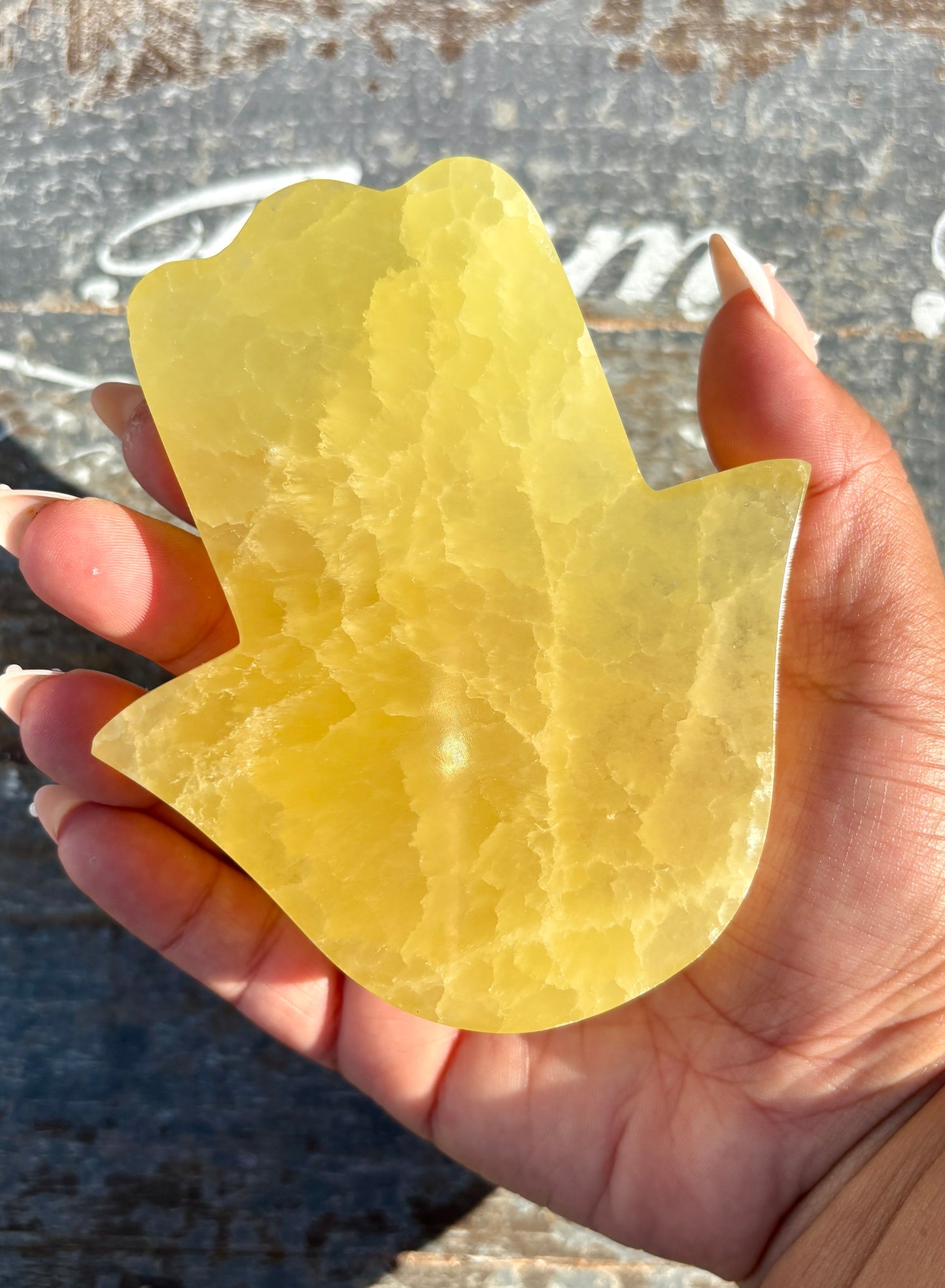 Lemon Calcite Hamsa Hand | Opt A