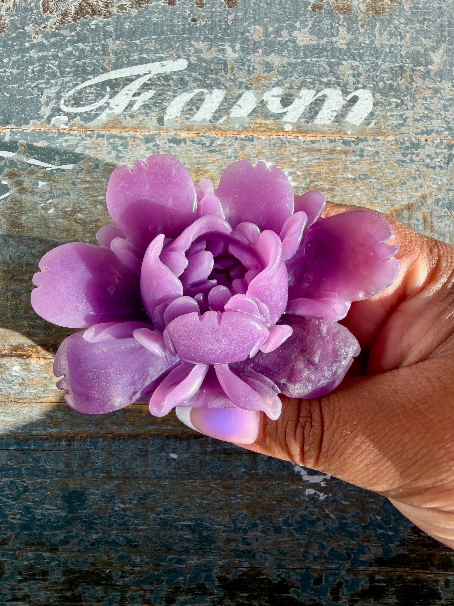 !! RESERVED FOR MONTANNA F!! Gorgeous Hand Carved Lepidolite Flower | Opt H (self standing)