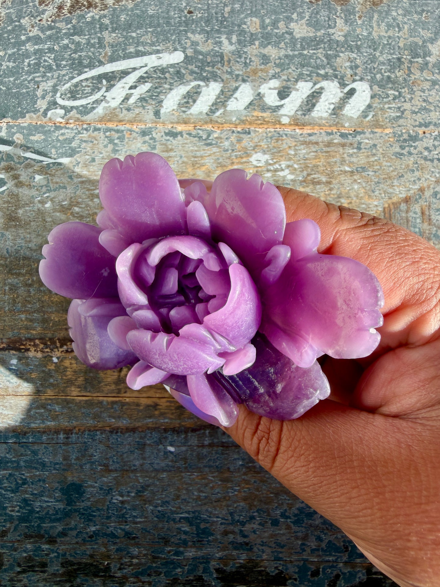 !! RESERVED FOR MONTANNA F!! Gorgeous Hand Carved Lepidolite Flower | Opt H (self standing)
