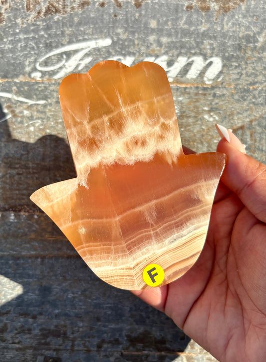 Honey Calcite Hamsa Hand | Opt F