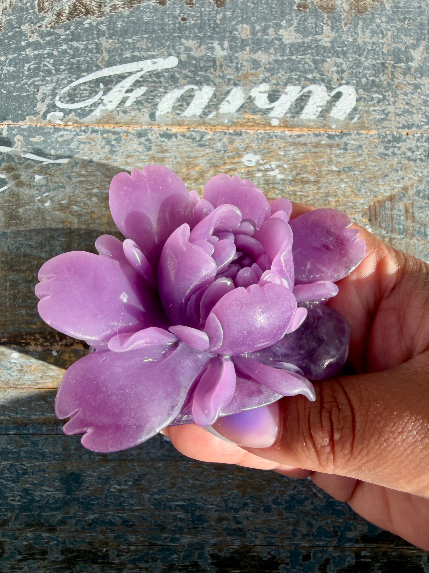 !! RESERVED FOR MONTANNA F!! Gorgeous Hand Carved Lepidolite Flower | Opt H (self standing)