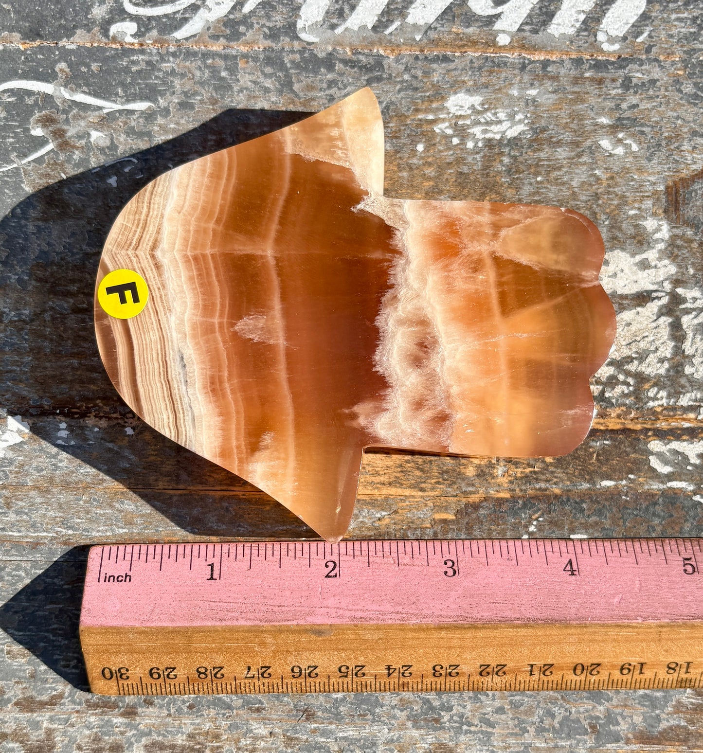 Honey Calcite Hamsa Hand | Opt F