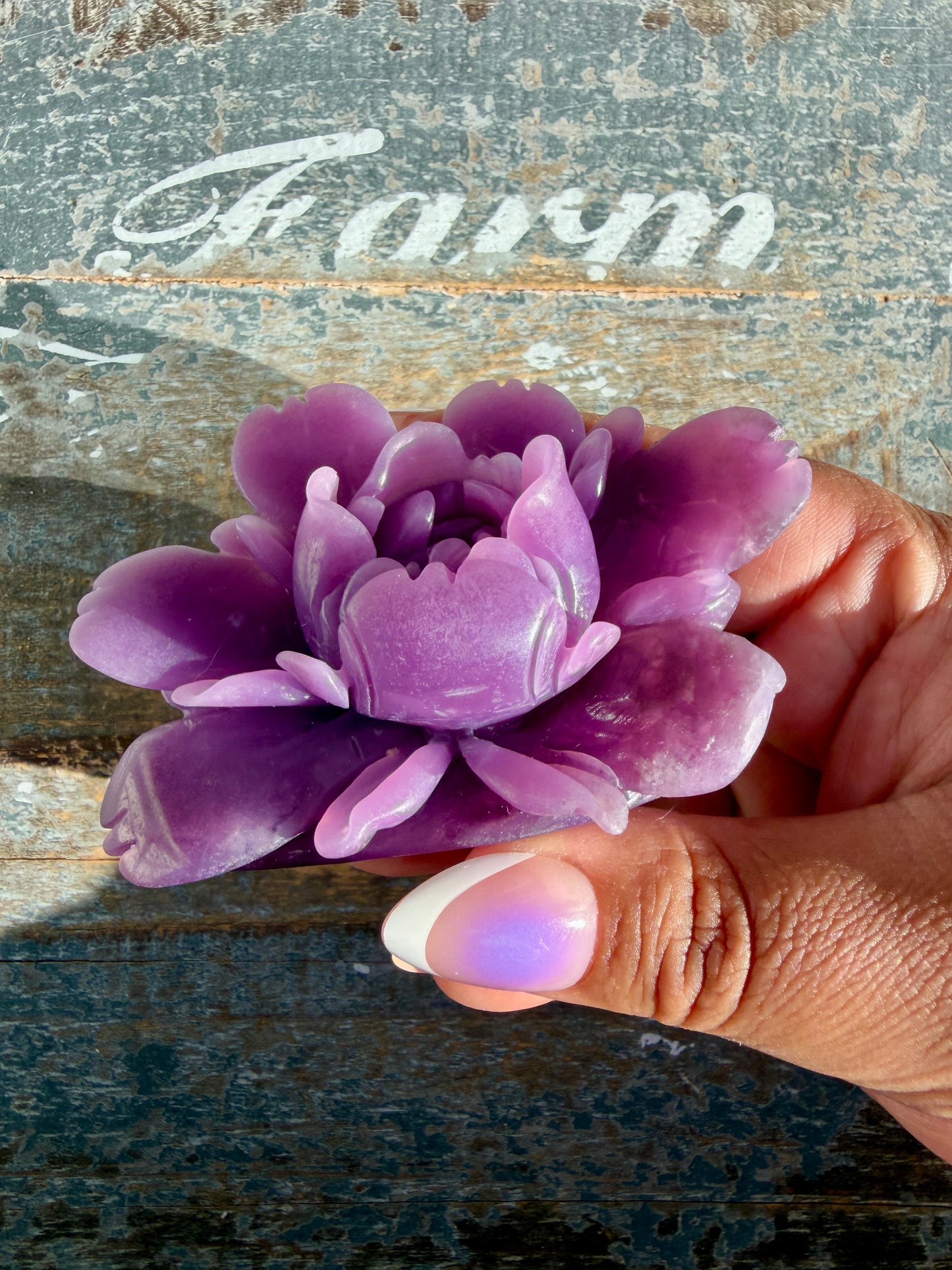 !! RESERVED FOR MONTANNA F!! Gorgeous Hand Carved Lepidolite Flower | Opt H (self standing)