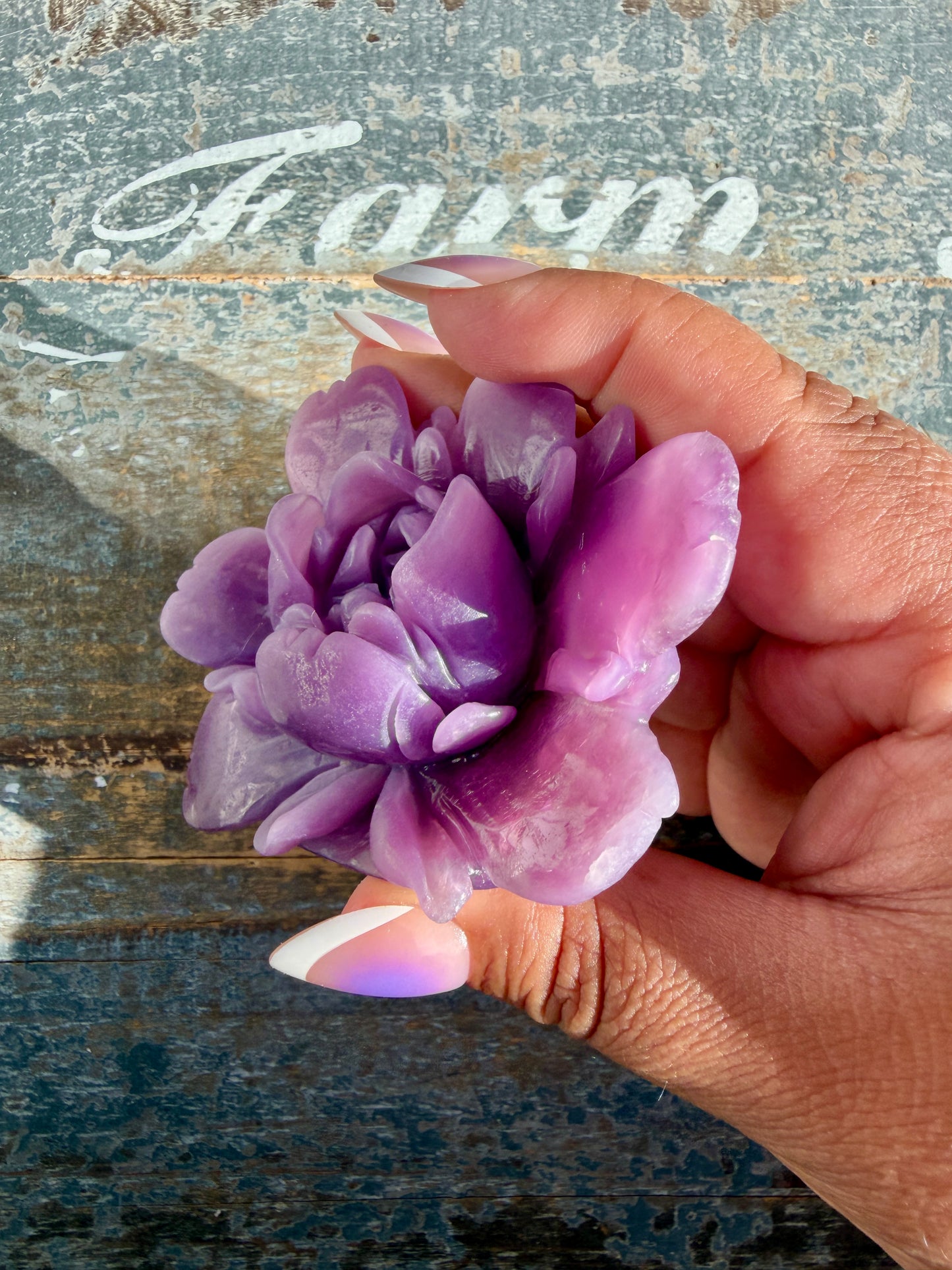 !! RESERVED FOR MONTANNA F!! Gorgeous Hand Carved Lepidolite Flower | Opt H (self standing)