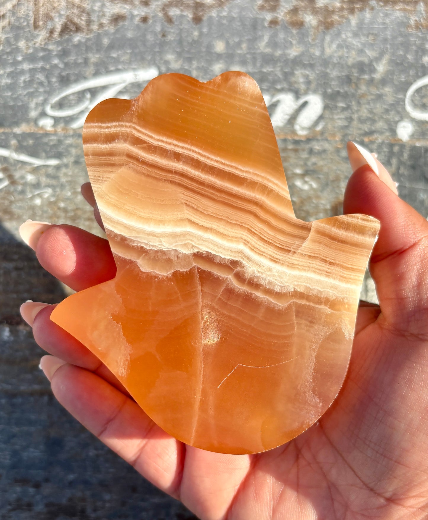 Honey Calcite Hamsa Hand | Opt G
