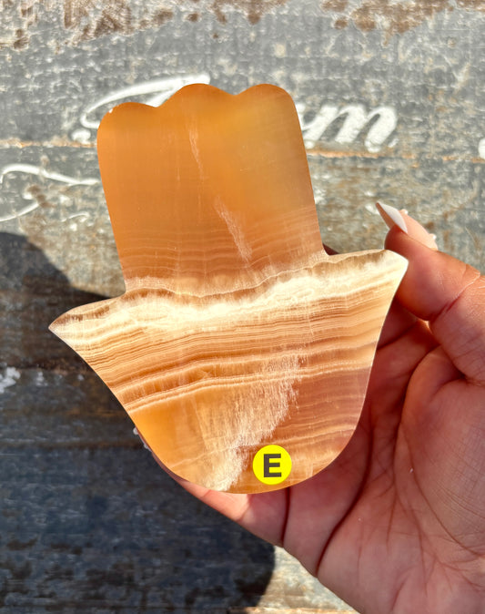 Honey Calcite Hamsa Hand | Opt E