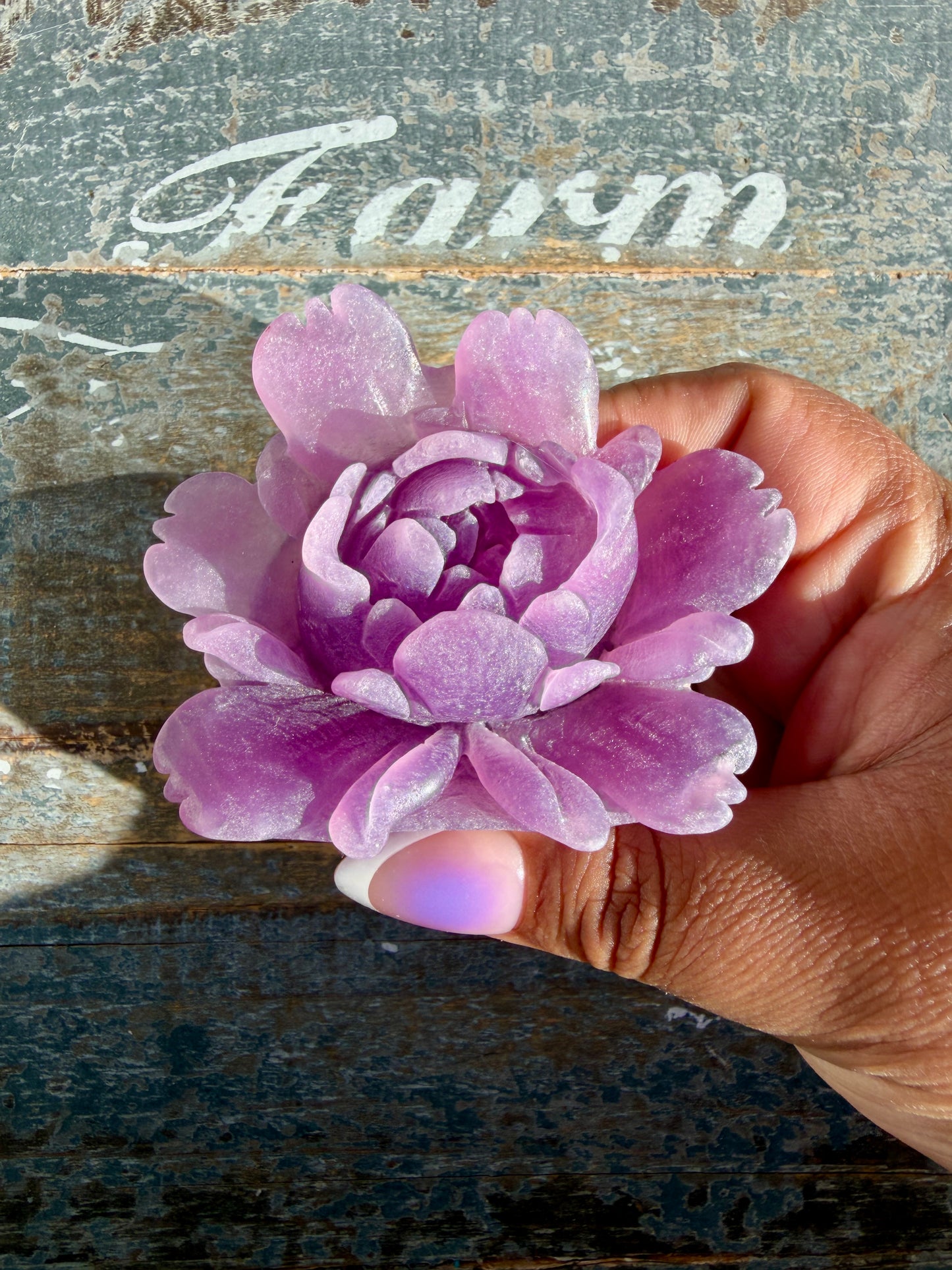 Gorgeous Hand Carved Lepidolite Flower | Opt I (self standing)