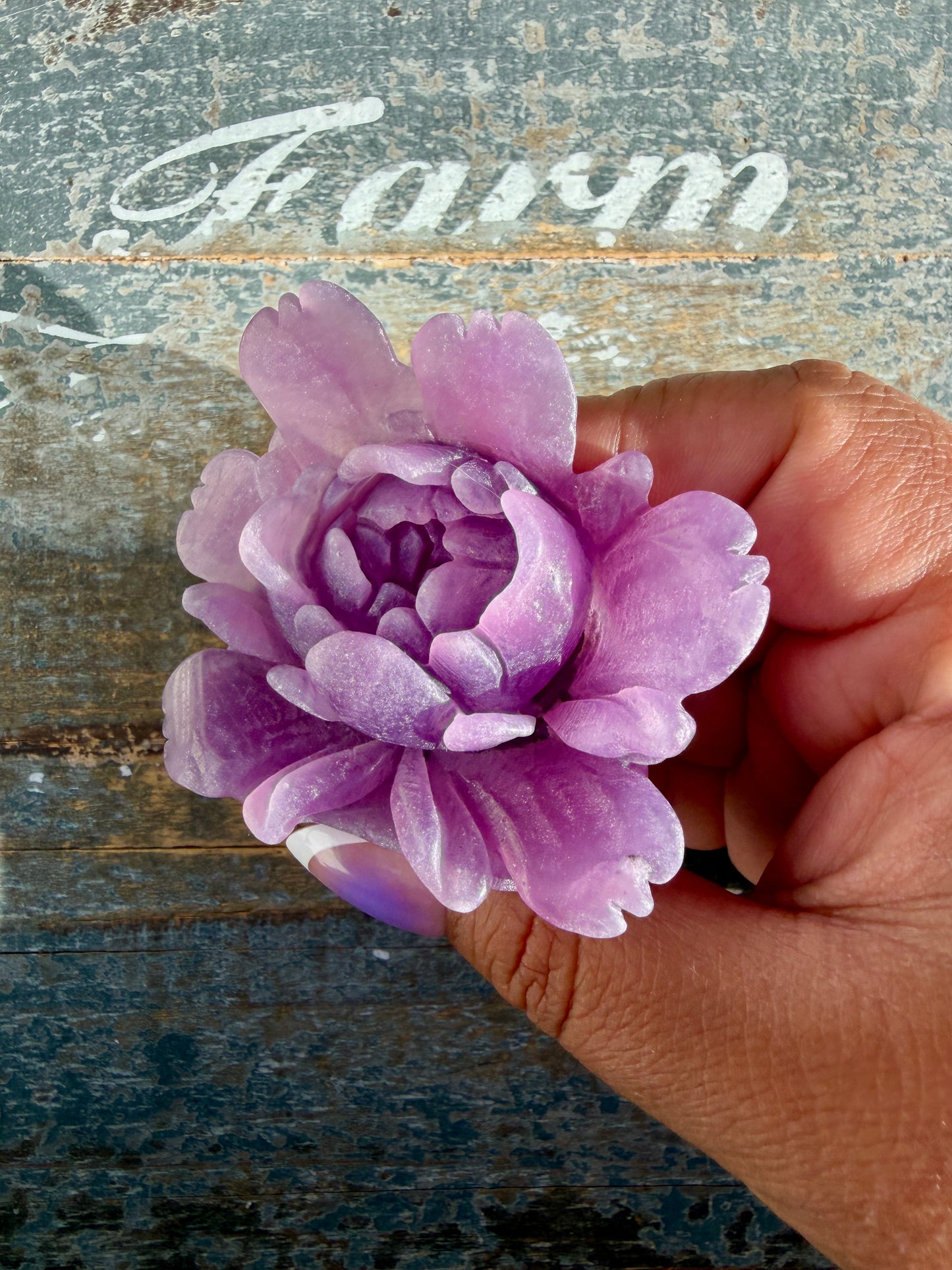Gorgeous Hand Carved Lepidolite Flower | Opt I (self standing)