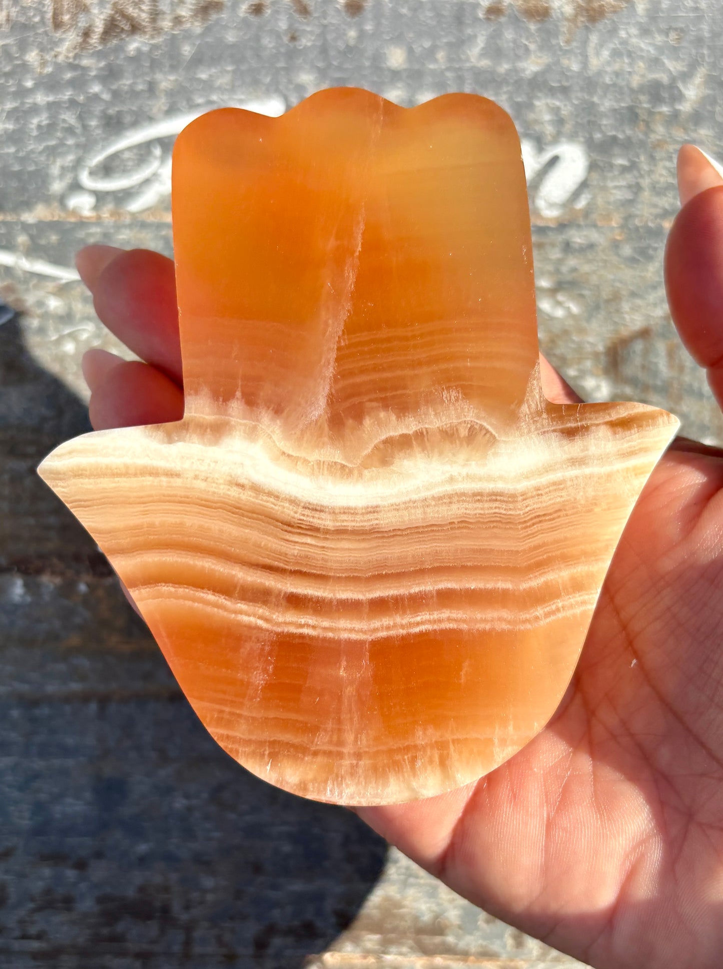 Honey Calcite Hamsa Hand | Opt E