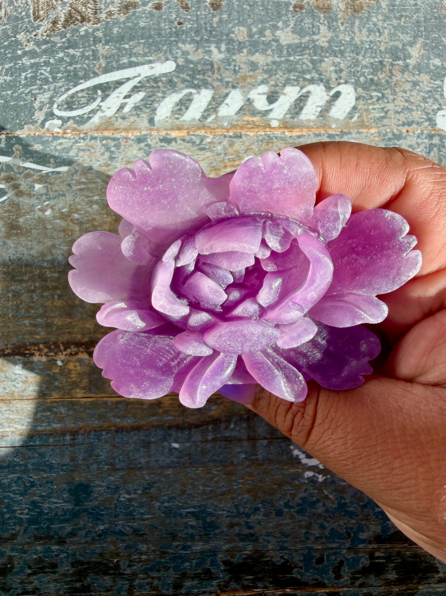 Gorgeous Hand Carved Lepidolite Flower | Opt I (self standing)