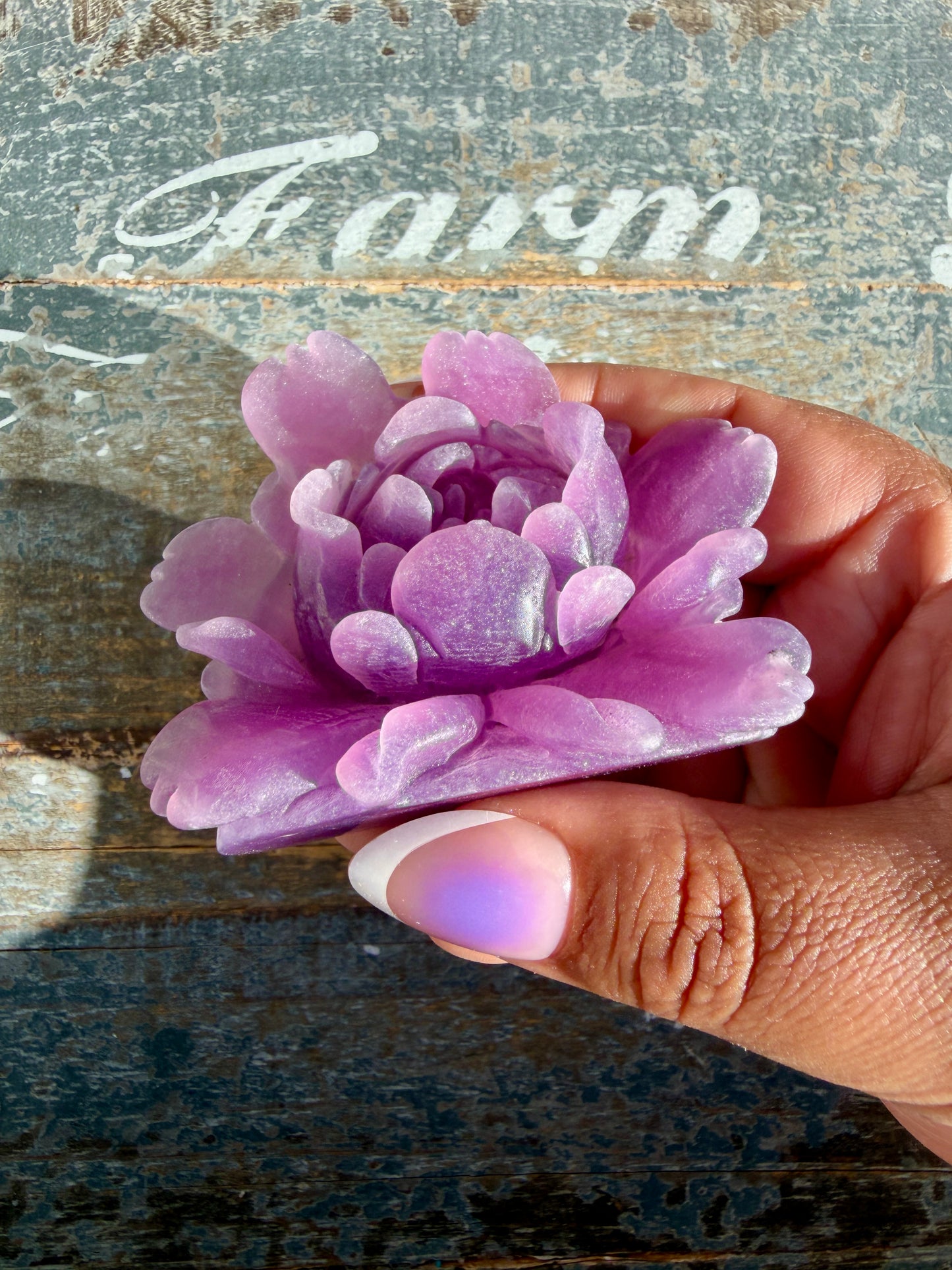 Gorgeous Hand Carved Lepidolite Flower | Opt I (self standing)