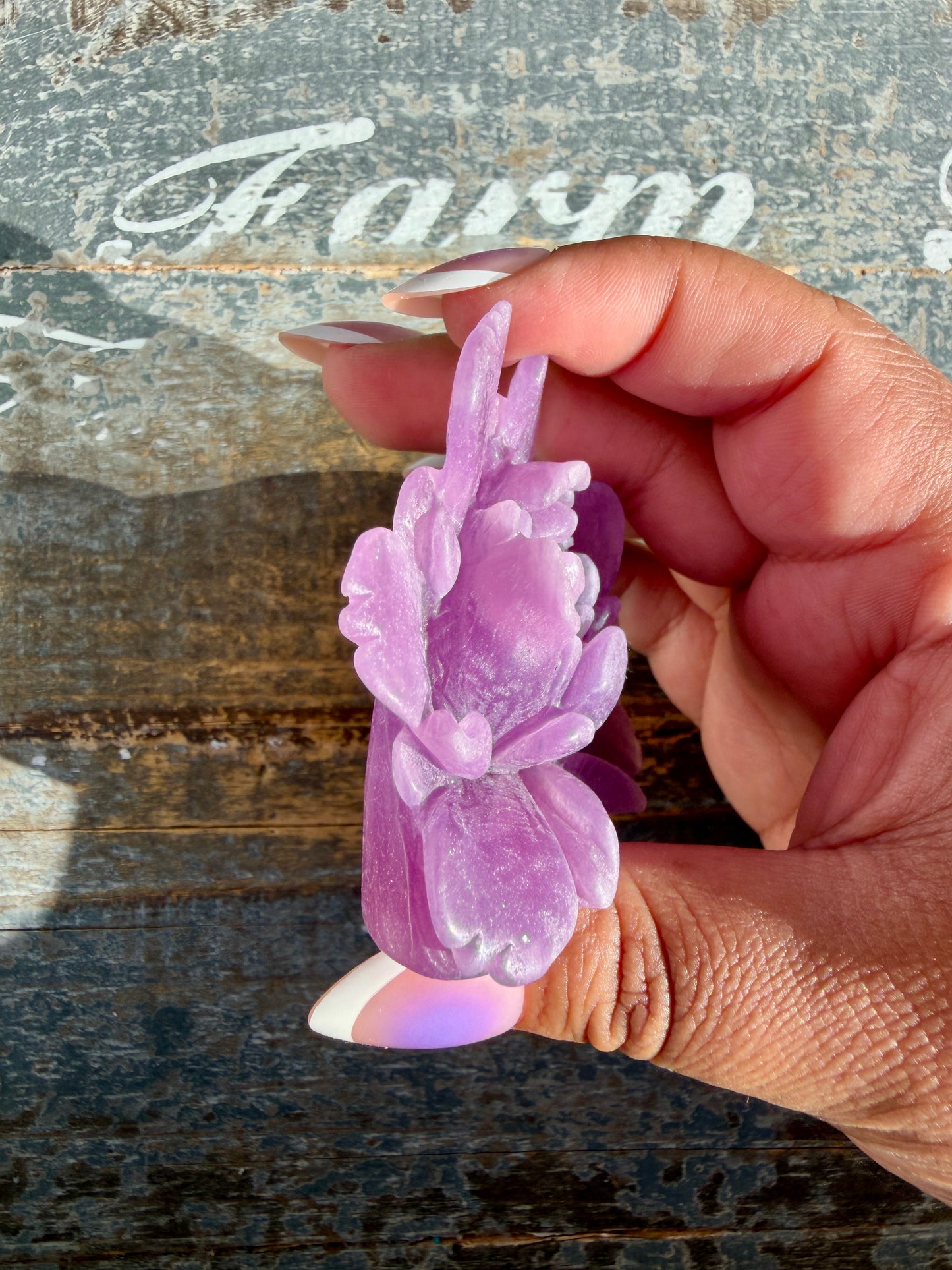 Gorgeous Hand Carved Lepidolite Flower | Opt I (self standing)