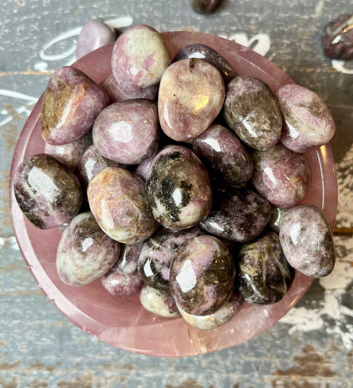 One (1) Gorgeous Lepidolite with Smokey Quartz Tumble