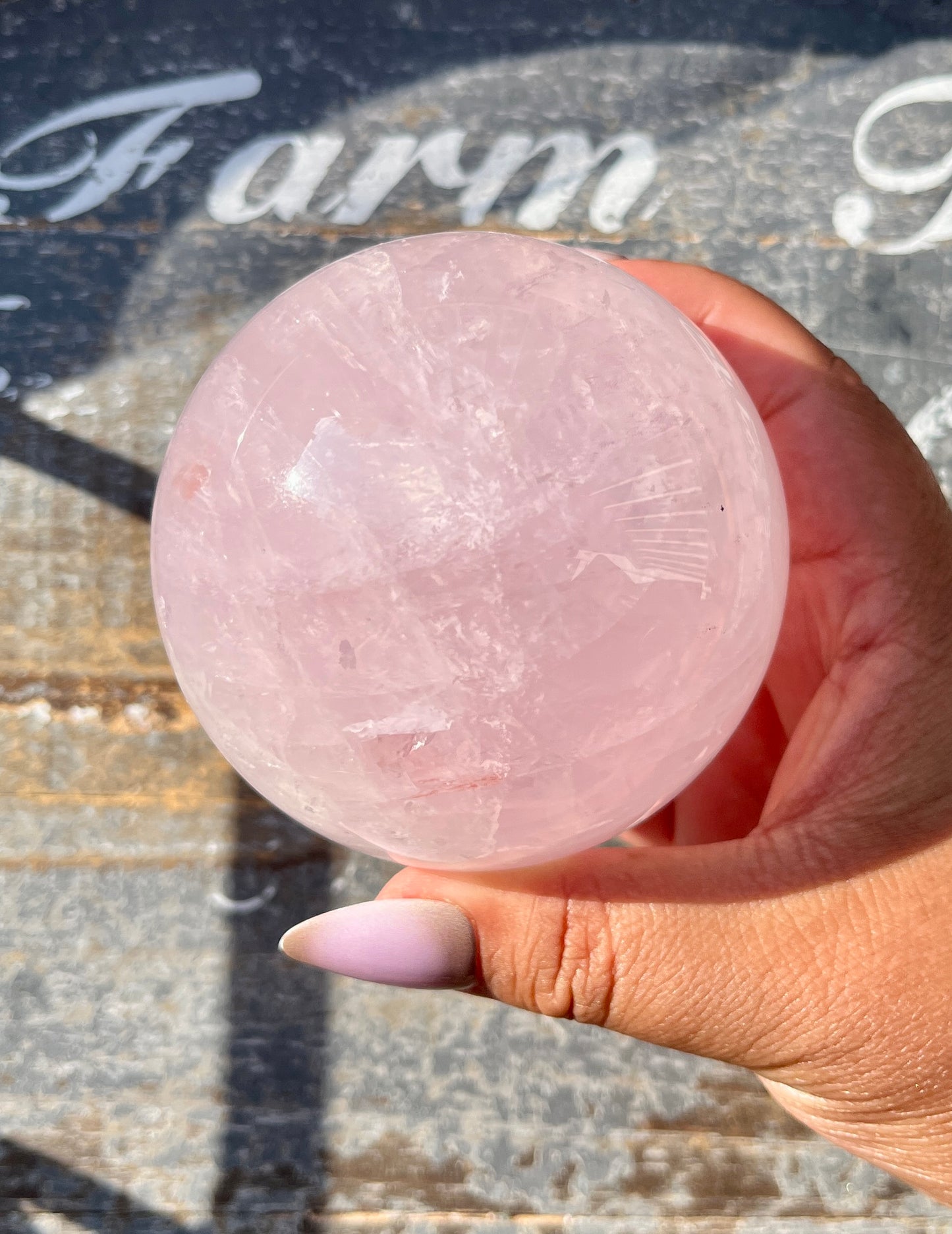 Gorgeous Jelly Lavender Rose Quartz Sphere from Madagascar