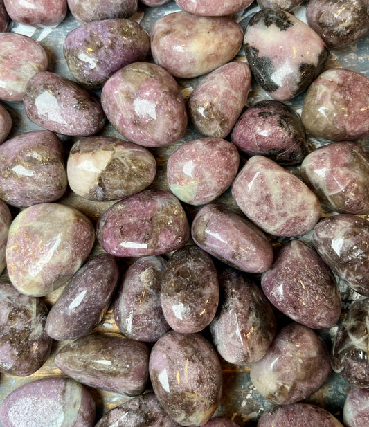 One (1) Gorgeous Lepidolite with Smokey Quartz Tumble