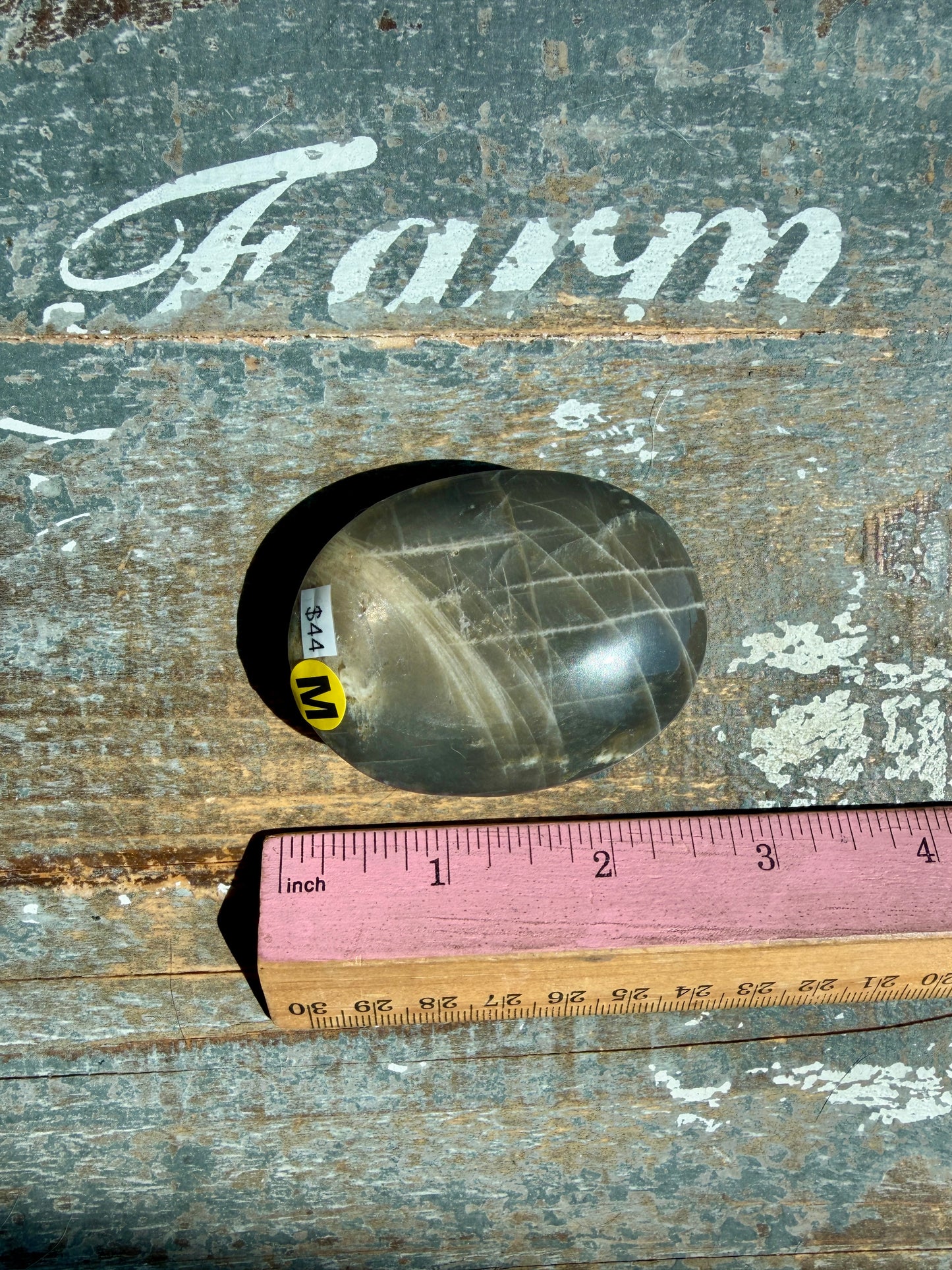 Gorgeous Black Moonstone Palm Stone from Madagascar | Opt M