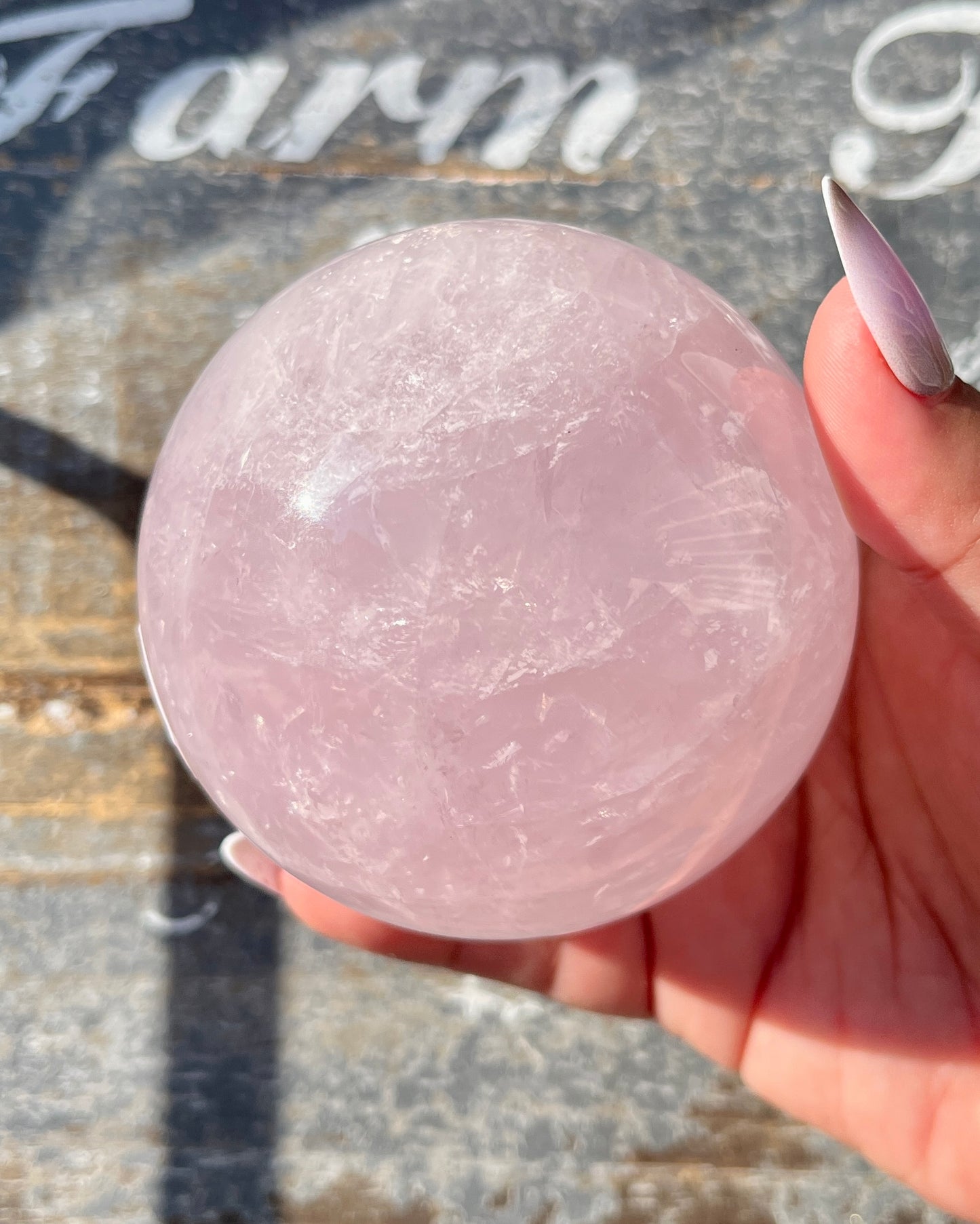 Gorgeous Jelly Lavender Rose Quartz Sphere from Madagascar