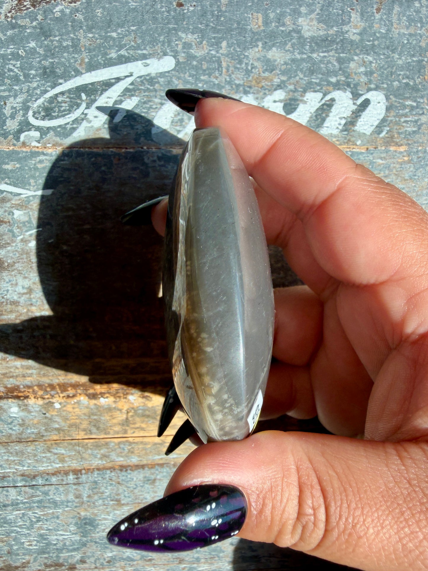Gorgeous Black Moonstone Palm Stone from Madagascar | Opt N