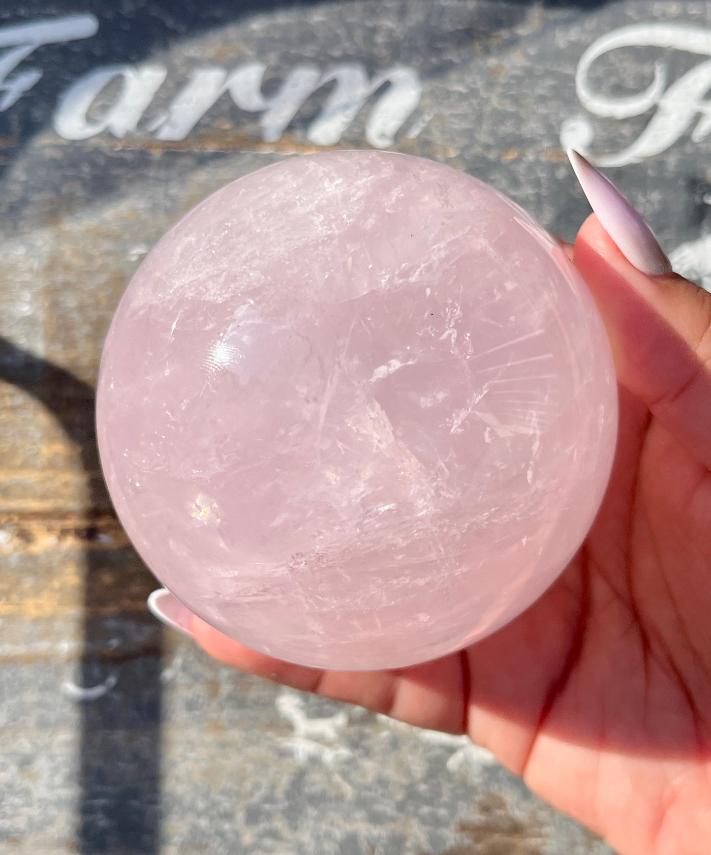 Gorgeous Jelly Lavender Rose Quartz Sphere from Madagascar