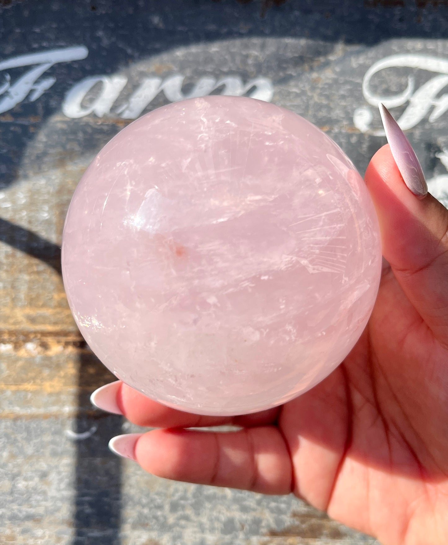 Gorgeous Jelly Lavender Rose Quartz Sphere from Madagascar