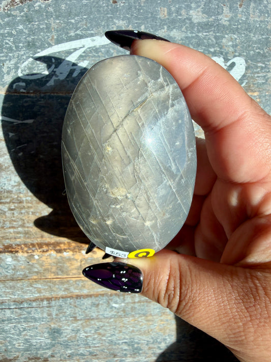 Gorgeous Black Moonstone Palm Stone from Madagascar | Opt Q