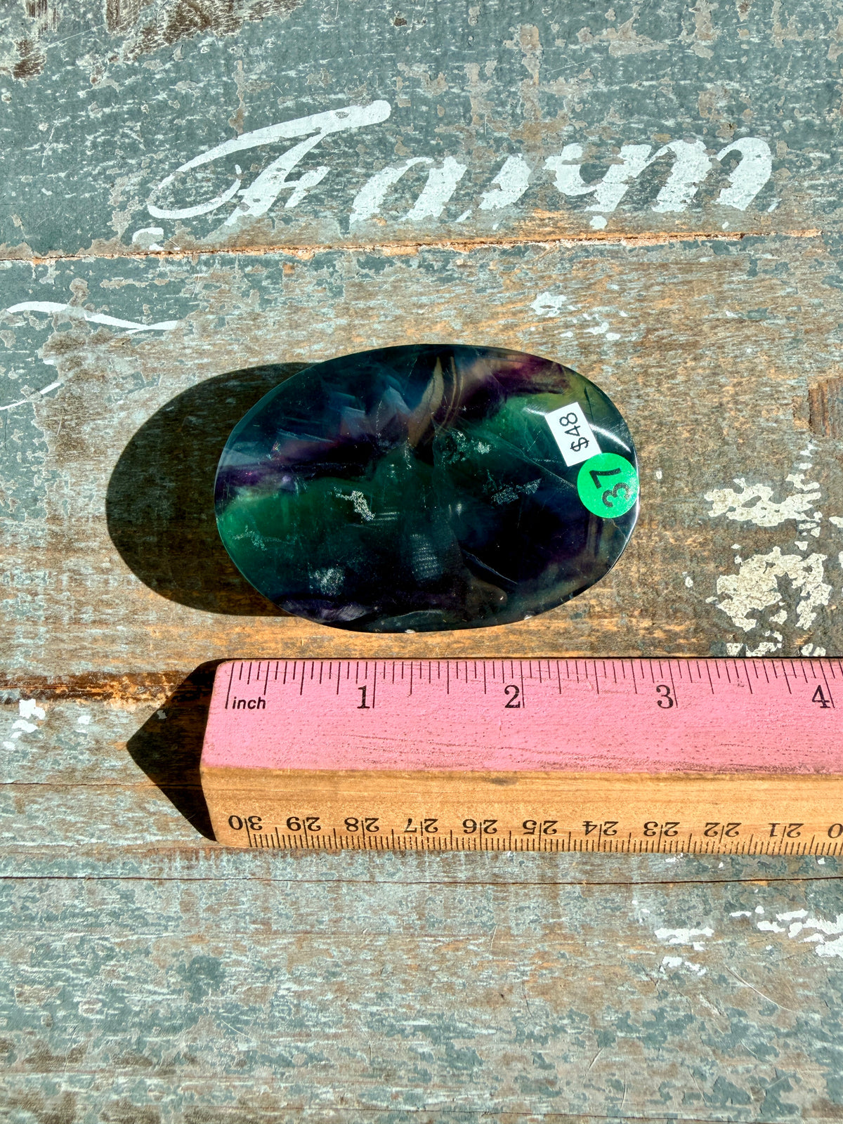 Gorgeous High Quality Rainbow Fluorite Palm Stone | China | Opt 37