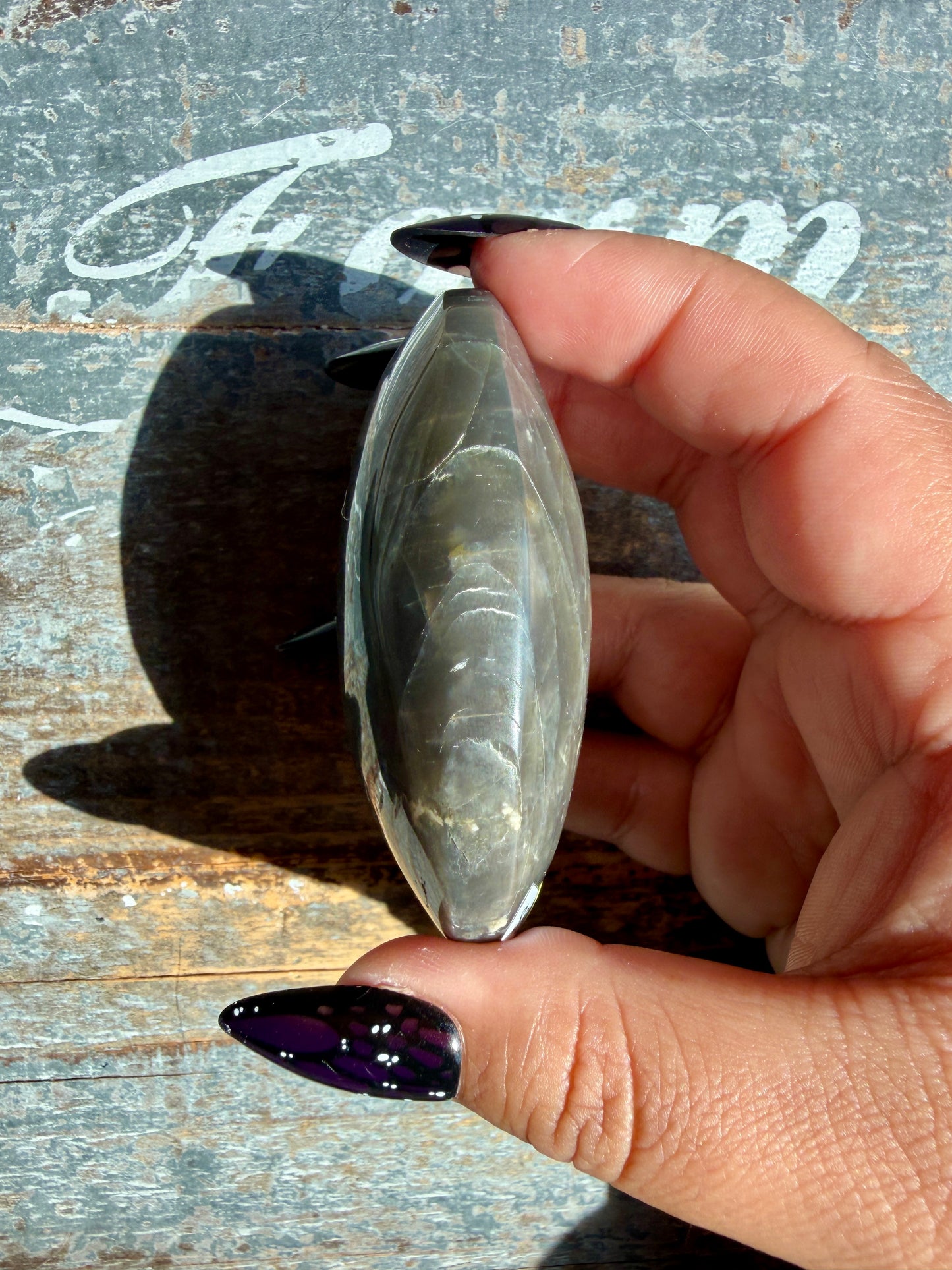 Gorgeous Black Moonstone Palm Stone from Madagascar | Opt Q